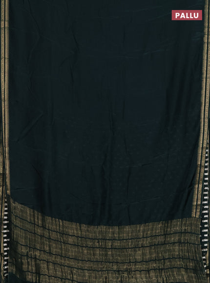 Semi mysore silk saree dark green with plain body and temple design zari woven border