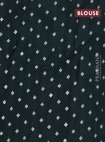 Semi mysore silk saree dark green with plain body and temple design zari woven border