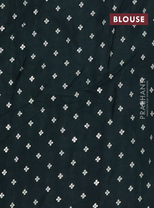 Semi mysore silk saree dark green with plain body and temple design zari woven border