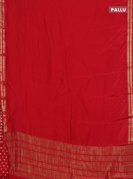 Semi mysore silk saree red with plain body and temple design zari woven border