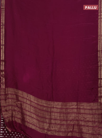 Semi mysore silk saree wine shade with plain body and temple design zari woven border