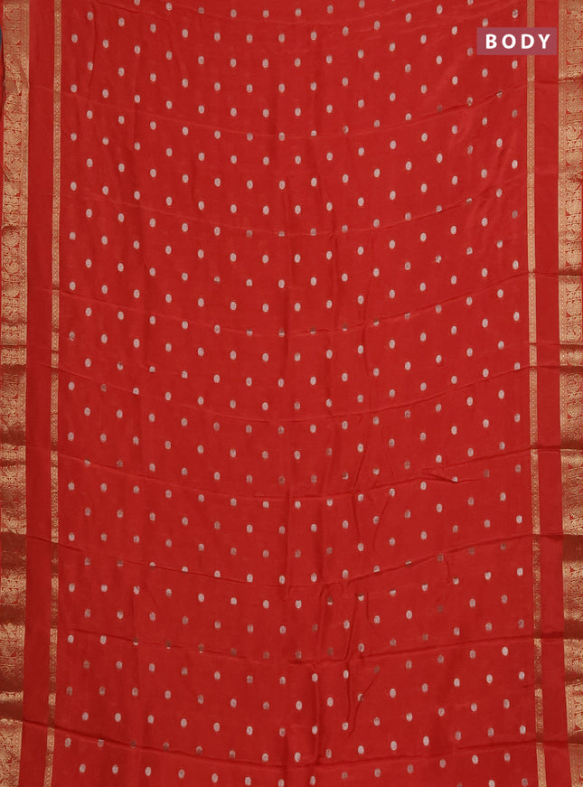 Semi mysore silk saree orange with zari woven buttas and rettapet zari woven border