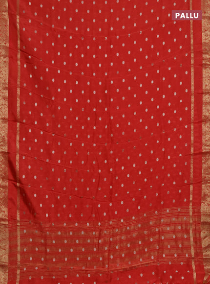 Semi mysore silk saree orange with zari woven buttas and rettapet zari woven border