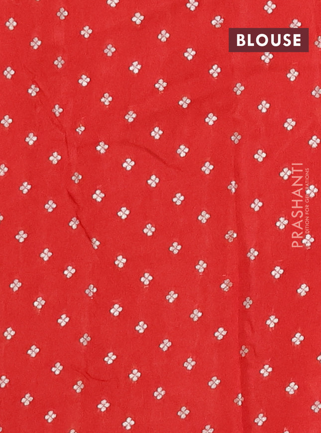 Semi mysore silk saree orange with zari woven buttas and rettapet zari woven border