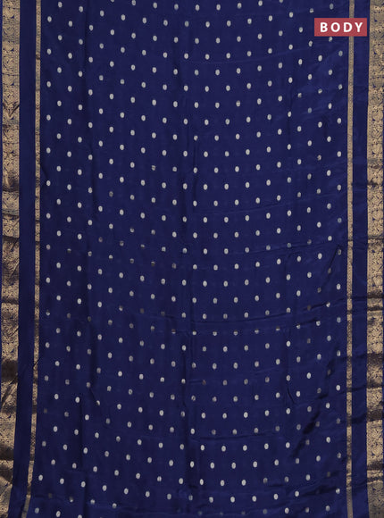 Semi mysore silk saree blue with zari woven buttas and rettapet zari woven border