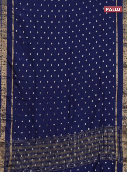 Semi mysore silk saree blue with zari woven buttas and rettapet zari woven border