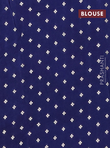 Semi mysore silk saree blue with zari woven buttas and rettapet zari woven border