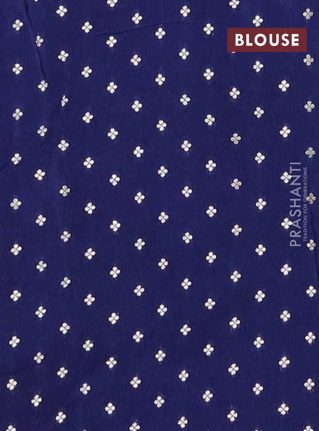 Semi mysore silk saree blue with zari woven buttas and rettapet zari woven border