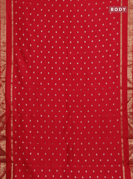 Semi mysore silk saree red with zari woven buttas and rettapet zari woven border