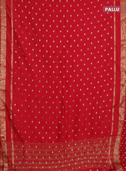 Semi mysore silk saree red with zari woven buttas and rettapet zari woven border