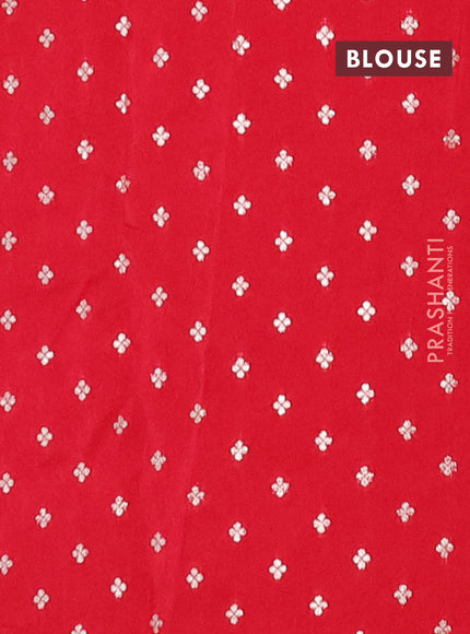 Semi mysore silk saree red with zari woven buttas and rettapet zari woven border