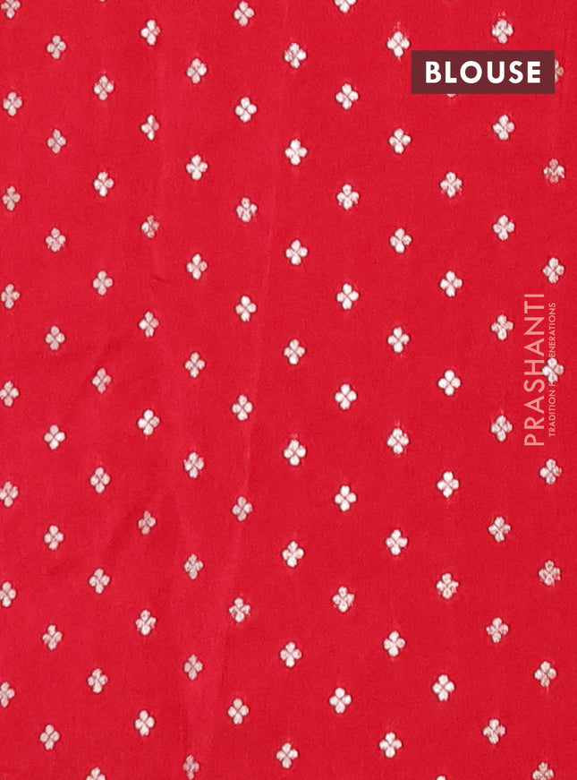 Semi mysore silk saree red with zari woven buttas and rettapet zari woven border