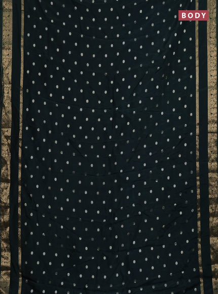 Semi mysore silk saree green with zari woven buttas and rettapet zari woven border