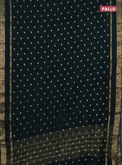 Semi mysore silk saree green with zari woven buttas and rettapet zari woven border