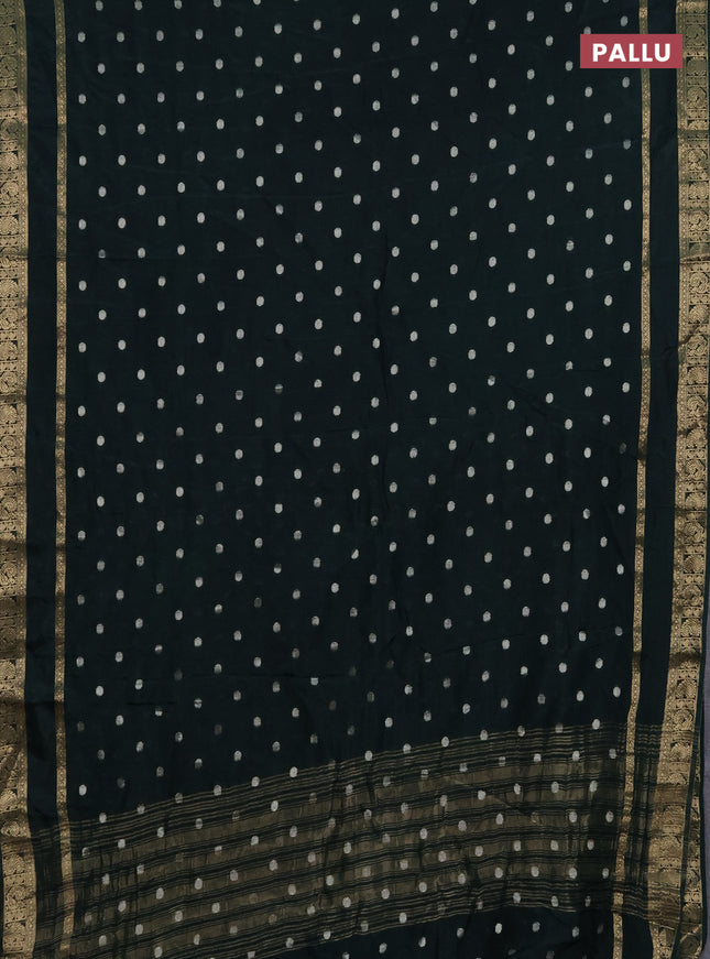 Semi mysore silk saree green with zari woven buttas and rettapet zari woven border