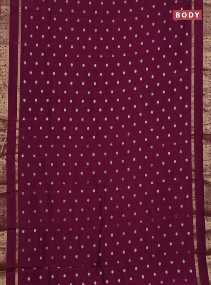 Semi mysore silk saree deep purple with zari woven buttas and rettapet zari woven border