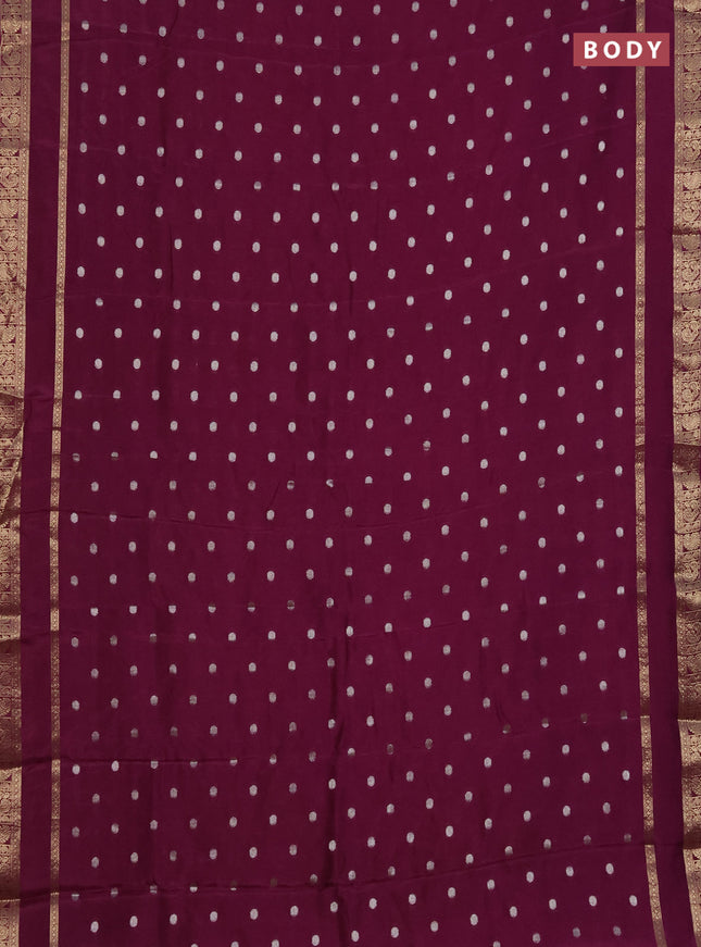 Semi mysore silk saree deep purple with zari woven buttas and rettapet zari woven border