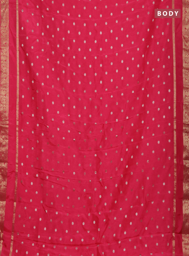 Semi mysore silk saree pink with zari woven buttas and rettapet zari woven border