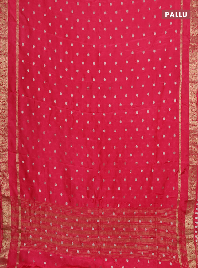 Semi mysore silk saree pink with zari woven buttas and rettapet zari woven border