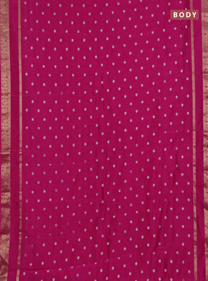 Semi mysore silk saree pink with silver zari woven buttas and rettapet zari woven border