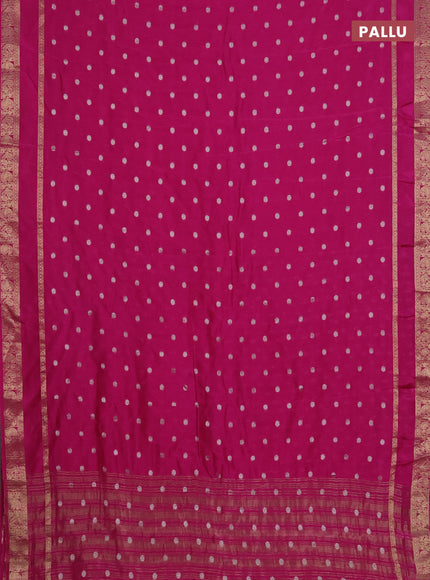 Semi mysore silk saree pink with silver zari woven buttas and rettapet zari woven border
