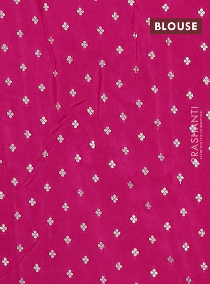 Semi mysore silk saree pink with silver zari woven buttas and rettapet zari woven border