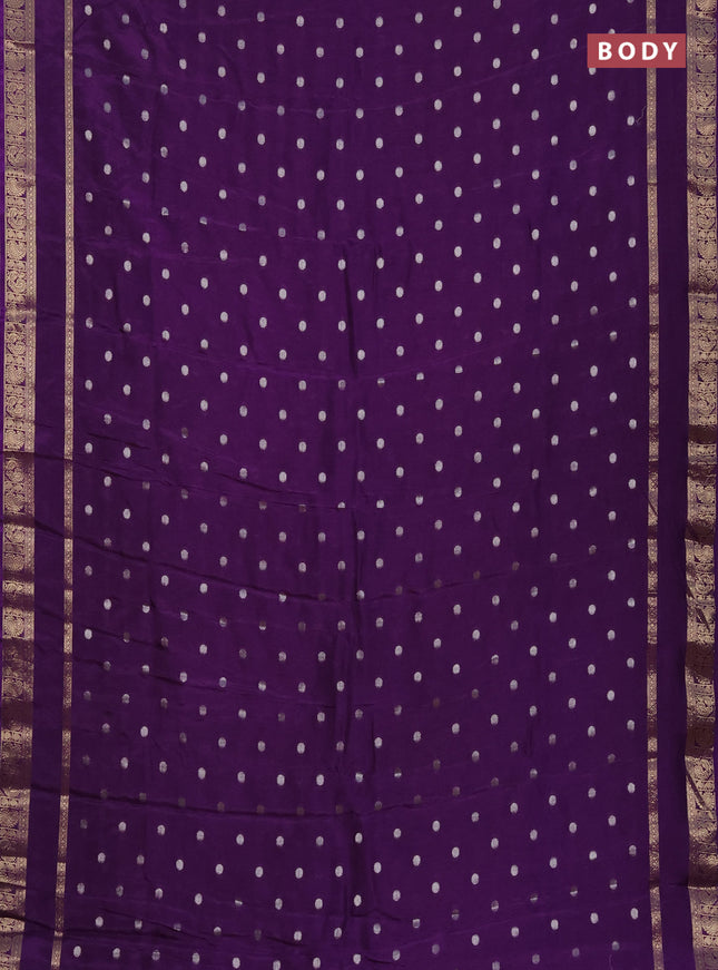 Semi mysore silk saree violet with zari woven buttas and rettapet zari woven border