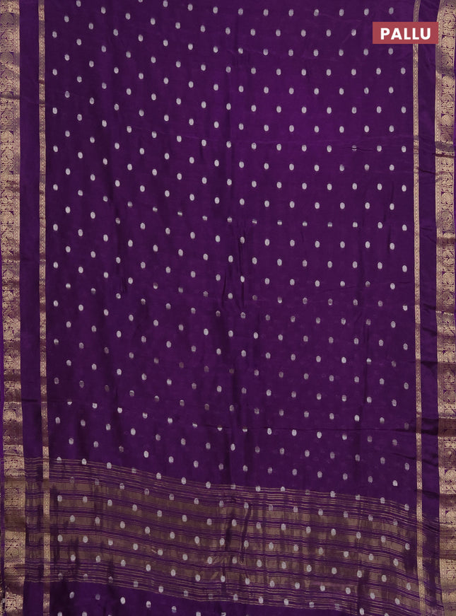 Semi mysore silk saree violet with zari woven buttas and rettapet zari woven border