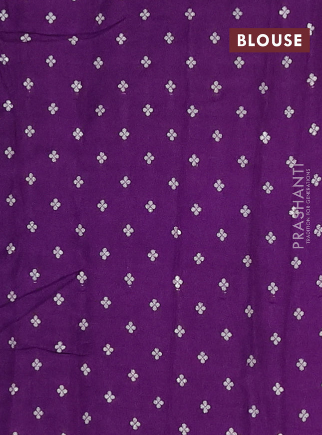Semi mysore silk saree violet with zari woven buttas and rettapet zari woven border