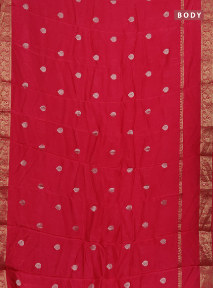 Semi mysore silk saree pink with zari woven buttas and long rettapet zari woven border
