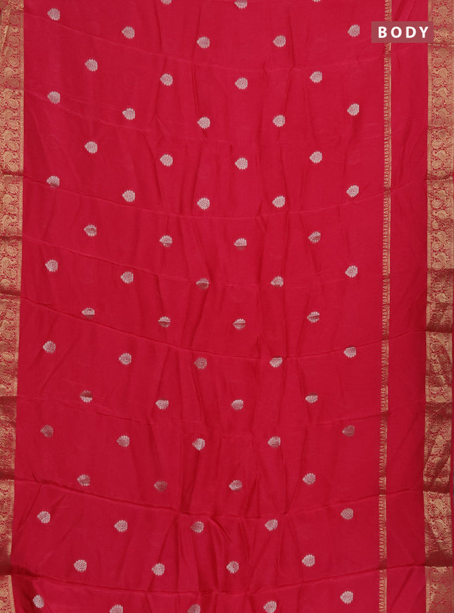Semi mysore silk saree pink with zari woven buttas and long rettapet zari woven border