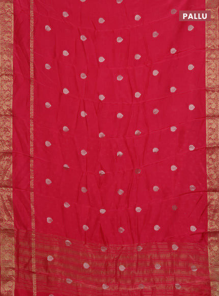 Semi mysore silk saree pink with zari woven buttas and long rettapet zari woven border