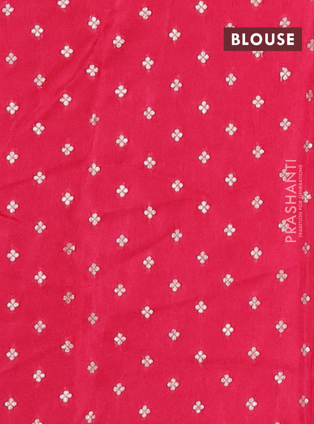 Semi mysore silk saree pink with zari woven buttas and long rettapet zari woven border