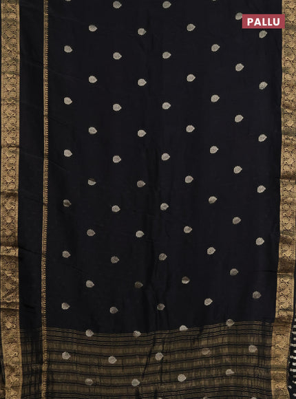 Semi mysore silk saree black with zari woven buttas and long rettapet zari woven border