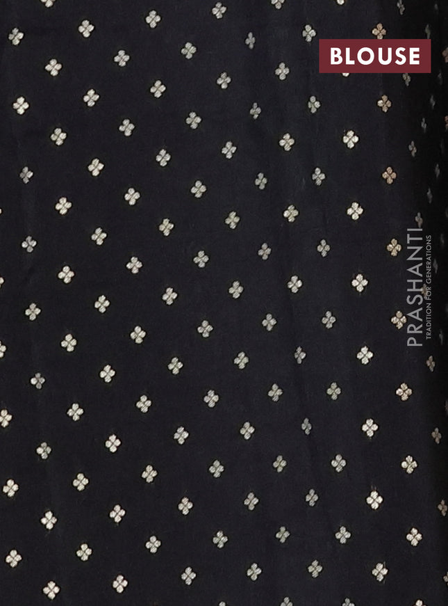 Semi mysore silk saree black with zari woven buttas and long rettapet zari woven border