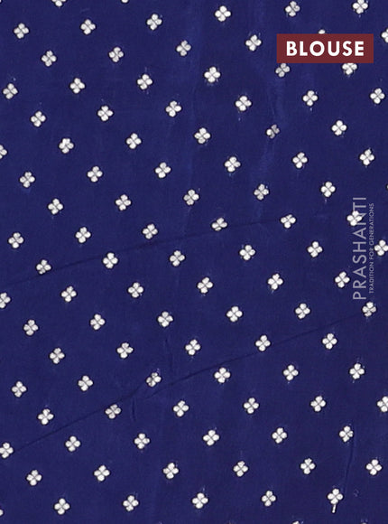 Semi mysore silk saree dark blue with zari woven buttas and long rettapet zari woven border