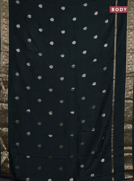 Semi mysore silk saree bottle green with zari woven buttas and long rettapet zari woven border