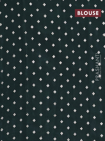 Semi mysore silk saree bottle green with zari woven buttas and long rettapet zari woven border