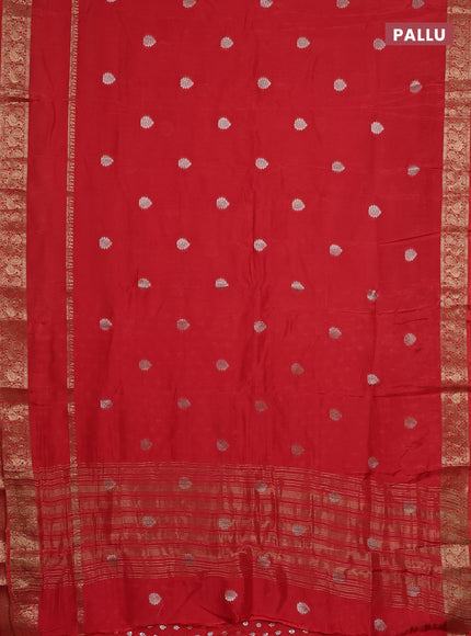 Semi mysore silk saree orange with zari woven buttas and long rettapet zari woven border