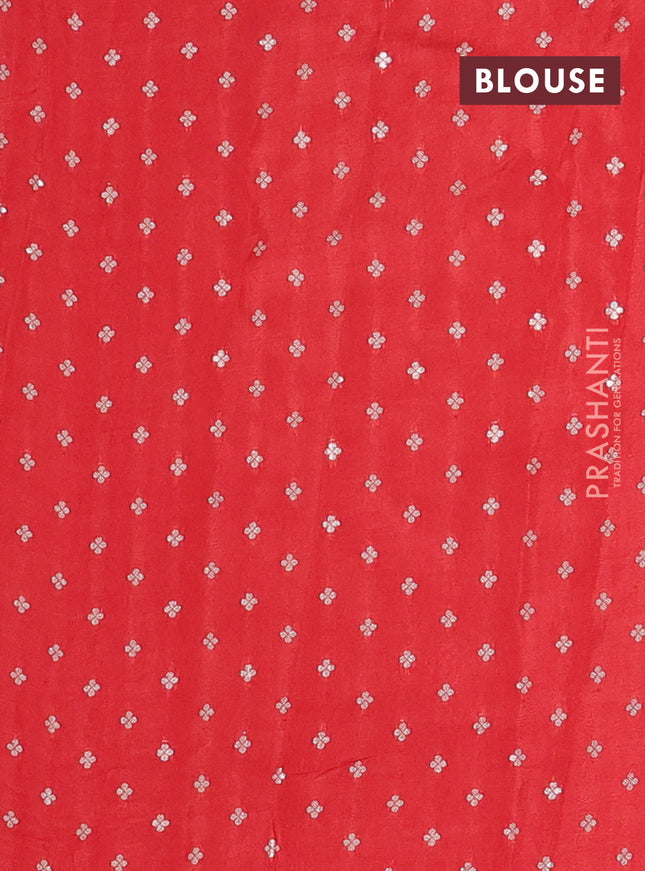 Semi mysore silk saree orange with zari woven buttas and long rettapet zari woven border