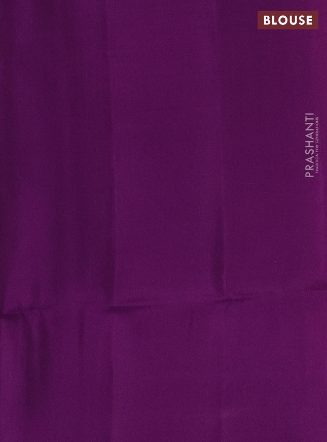 Kanchipuram soft silk saree yellow and purple with allover zari weaves in borderless style