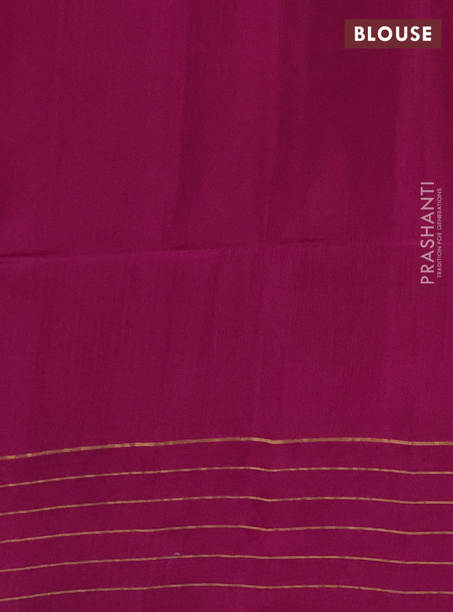 Kanchipuram soft silk saree cs blue and magenta pink with allover zari weaves in borderless style