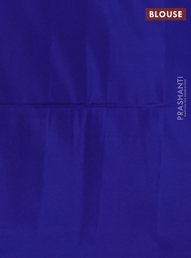 Kanchipuram soft silk saree pink and blue with floral zari woven buttas in borderless style