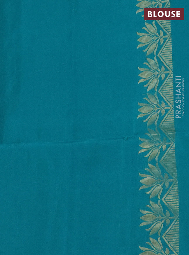 Kanchipuram soft silk saree teal green with zari woven buttas and zari woven butta border
