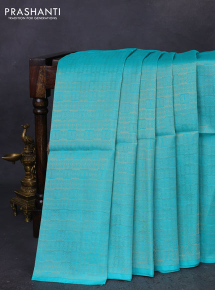 Kanchipuram soft silk saree teal blue and maroon with half & half style and rich zari woven border
