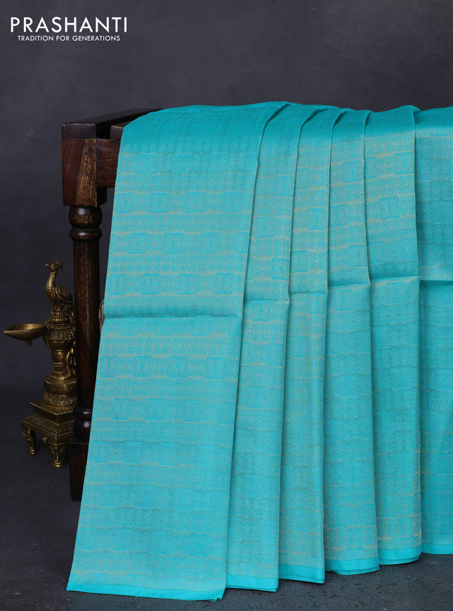Kanchipuram soft silk saree teal blue and maroon with half & half style and rich zari woven border