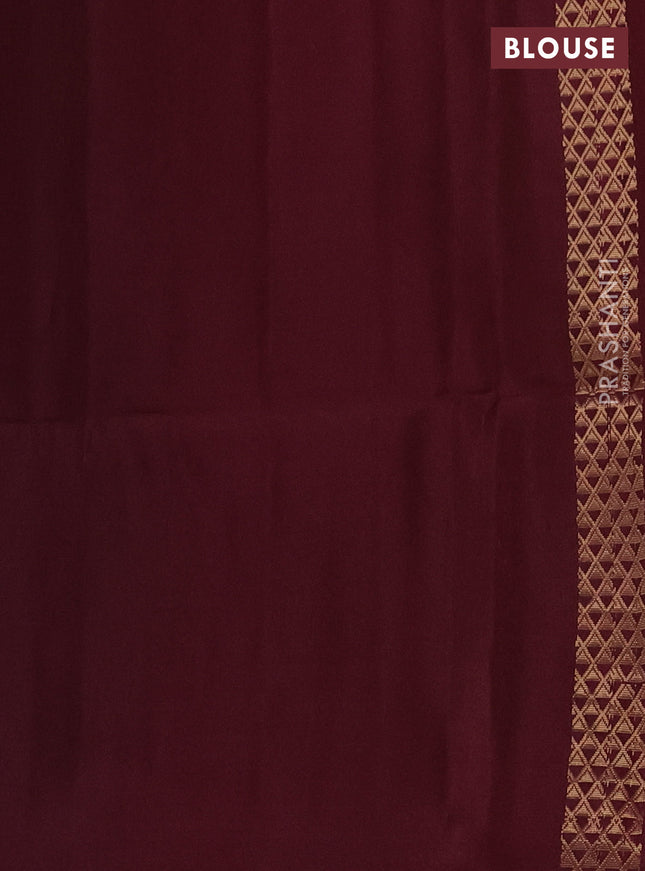 Kanchipuram soft silk saree red and deep maroon with stripes pattern & zari buttas in borderless style