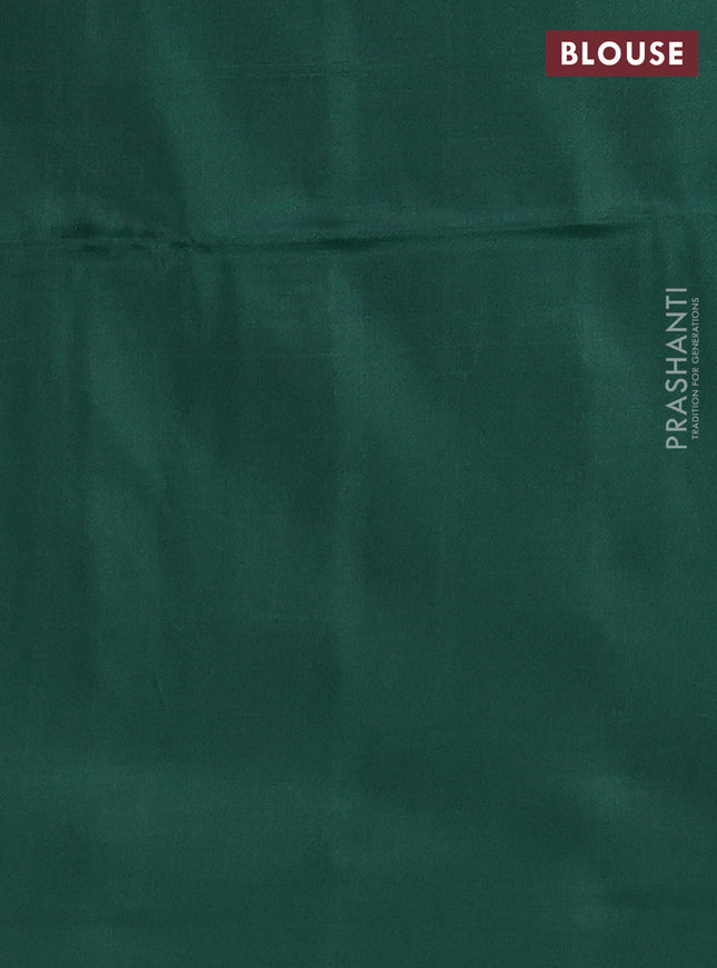 Kanchipuram soft silk saree green with allover silver & gold zari weaves in borderless style