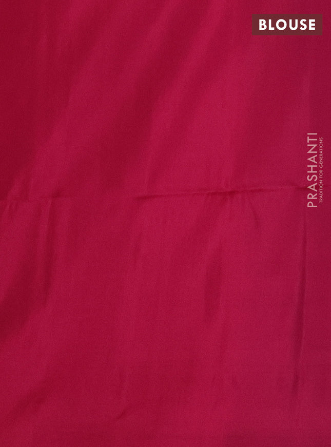 Kanchipuram soft silk saree dual shade of teal blue and pink with allover zari weaves in borderless style