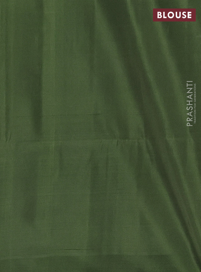 Kanchipuram soft silk saree purple and pastel green with zari woven buttas and zari woven butta border